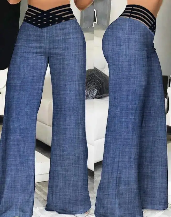 Y2K Flared Pants - High-Waist Mesh Patch Trousers (2024)