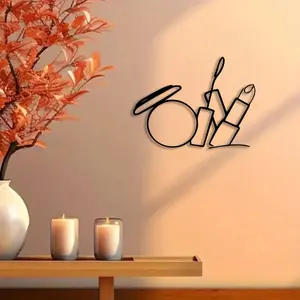 1pc Makeup Tools Metal Wall Art, Makeup Tools Statue Mural, Perfect for Boudoir Wall, Glamorous Implements Corner, Feminine Vanity Decor, Year-Round Decor, Ideal Gift for Beauty Bloggers