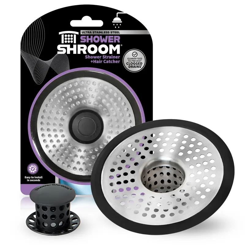 ShowerShroom Ultra Revolutionary Shower Hair Catcher Drain Protector Bathtub Stainless Steel Wipe Cover