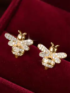 1 Pair Gorgeous Cubic Zirconia Bee Stud Earrings For Women For Wedding Engagement Anniversary Party Jewelry Valentine's Day Gift Statement Earrings
