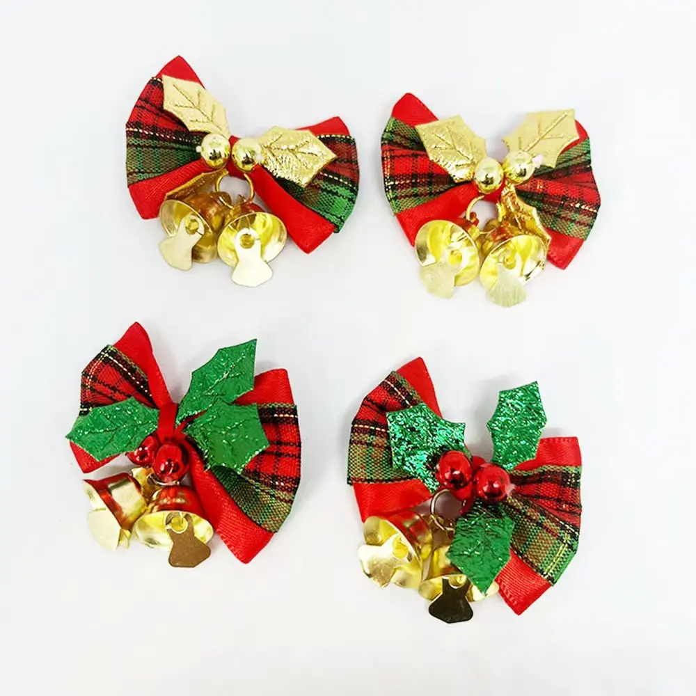 [a set of 4] Christmas Bell Bow Ornaments | Essential Festive Decorations | Charming Atmosphere Accessories | Door Hangs/Christmas Tree/Window Displays | Elevate the Festive Ritual