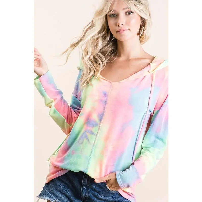 BiBi Tie Dye Terry Long Sleeve Hoodie