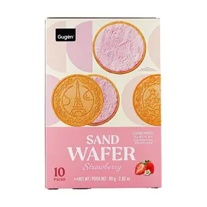 GUGEN Korean Strawberry Cream Wafer Cookies – 80g | Crispy Layered Snack with Sweet Cream Filling