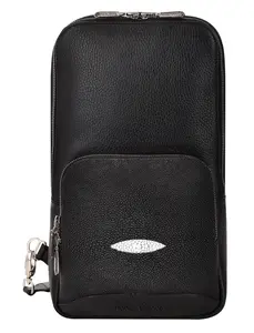 Cuadra Men's Black Genuine Stingray Crossbody Bag