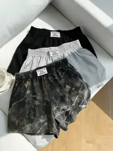 Women's Casual Loose Fit Shorts, Elastic Waist Camo Print and Solid Color, Summer All-Season Versatile Pants, 3 Piece Set