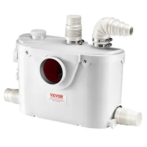 VEVOR Macerator Pump, 500W, 29 GPM Flow, 26 ft/8 m Head, Macerator Sewerage Toilet Pump with 4 Water Inlets, Waste Water Disposal Upflush Machine for Toilet, Basement, Shower, Sink, Laundry, Bathtub