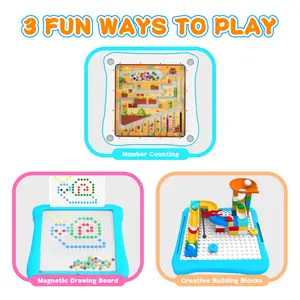 3-in-1 & 2-in-1 Montessori Magnetic Color & Number Maze with Building Blocks, Educational Toy for Toddlers Ages 2-5, Fine Motor Skills Game, STEM Puzzle Learning Toy, Birthday Gift for Kids