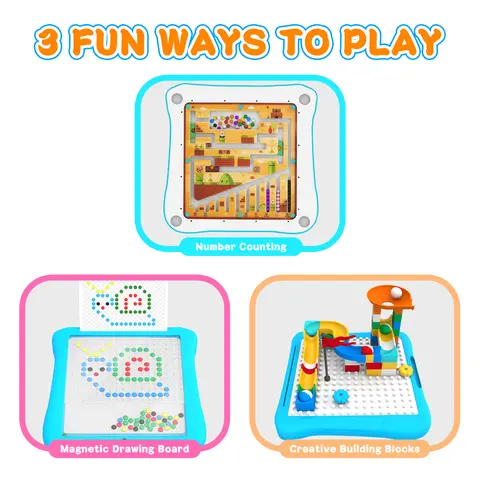 3-in-1 & 2-in-1 Montessori Magnetic Color & Number Maze with Building Blocks, Educational Toy for Toddlers Ages 2-5, Fine Motor Skills Game, STEM Puzzle Learning Toy, Birthday Gift for Kids