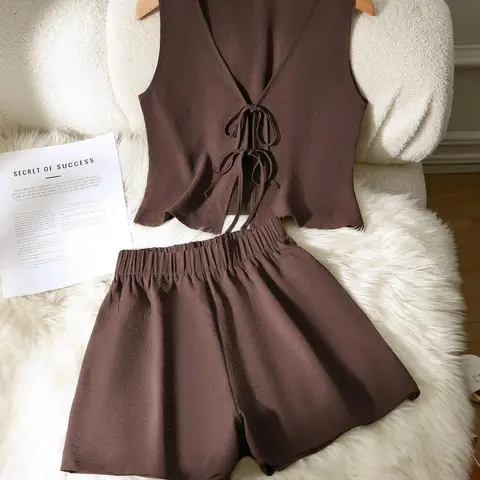 Women's Casual Sleeveless Top & Wide Leg Shorts Set, Stylish Daily Wear, Perfect for Everyday Use, Comfortable Women's Clothing, Shorts Matching Set