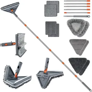 Wall Cleaner Mop with 94" Long Handle, 2-in-1 Triangle & Rectangle  with , 10 Washable Pads, Baseboard Cleaner Tool for Walls , Ceilings, Windows, Glass, Fans, Doors, Corners