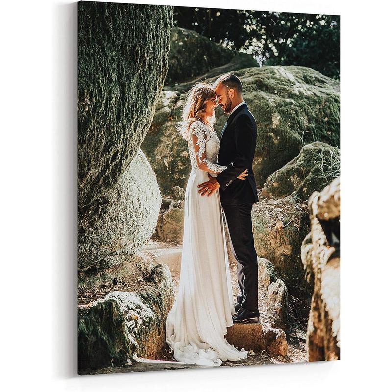 Personalized Custom Canvas Prints 12X16 Wedding Photo On Canvas Framed Artistic Wood Artwork For Home Decor Gifts High-Quality UV-Protected Inks Ready To Hang - Decoration