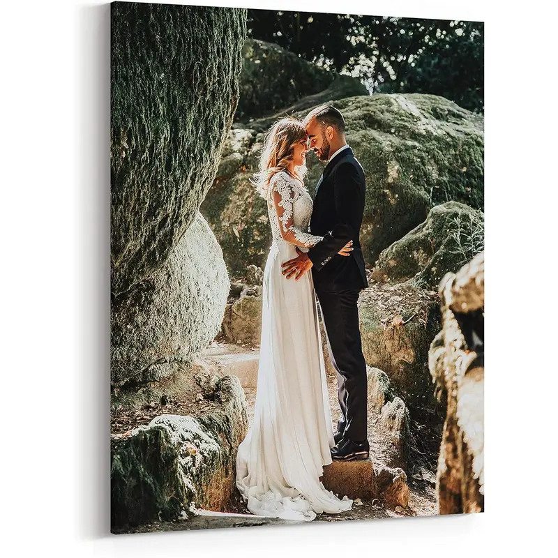 Personalized Custom Canvas Prints 12X16 Wedding Photo On Canvas Framed Artistic Wood Artwork For Home Decor Gifts High-Quality UV-Protected Inks Ready To Hang - Decoration