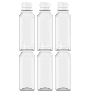 6Pcs/Set 12 Oz Juice Bottles,Plastic Milk Bottles Bulk,Beverage Containers with Tamper Evident Caps Lids White for Milk,Juice,Drinks,Halloween Christmas Party Gifts,Hand Tools Kits
