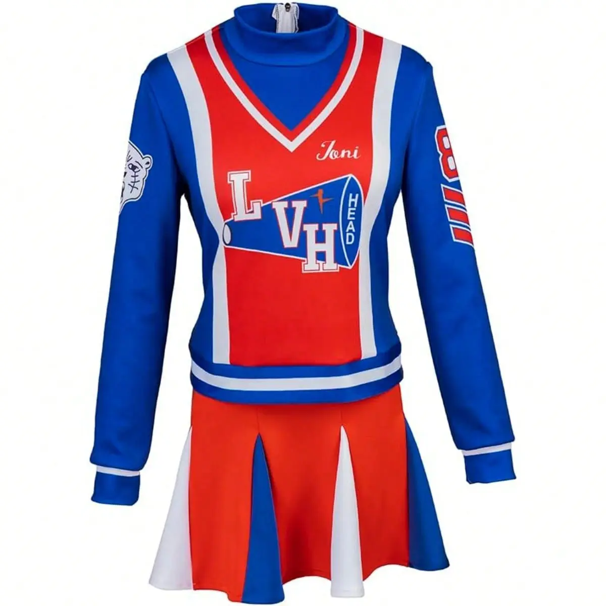 Women's Woven Comfortable Hip Cheerleader Costume - 80s 'Hey Mickey' Retro Party Dress for Halloween, Bold Letter Print, Flattering Fit, S-XXXL, Do Not Bleach, Bold Lettering, Retro Look
