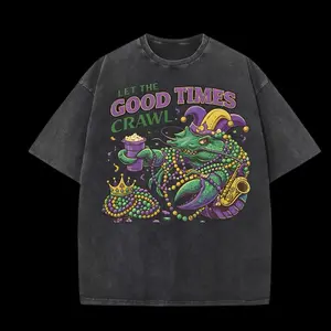 Let the Good Times Crawl Shirt, Mardi Gras Alligator T-Shirt, New Orleans Cajun Tee, Funny Gator Acid Wash Party Shirt,Manga Washed Gift Gift for Birthday Anniversary Holiday Christmas Halloween