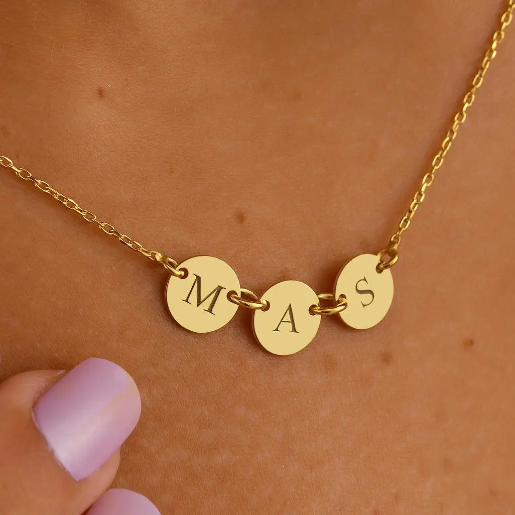 Disc Initial Necklace, Customized Initial Necklace, Letter Anniversary Pendant, Mother Name Necklace, Name Keepsake Necklace, Dainty Coin Necklace, Initial Bridesmaid Necklace Gift For Mother, Initial Christmas Necklace, Disc Name Keepsake pendant