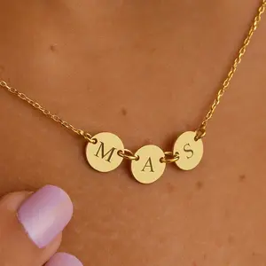 Disc Initial Necklace, Customized Initial Necklace, Letter Anniversary Pendant, Mother Name Necklace, Name Keepsake Necklace, Dainty Coin Necklace, Initial Bridesmaid Necklace Gift For Mother, Initial Christmas Necklace, Disc Name Keepsake pendant