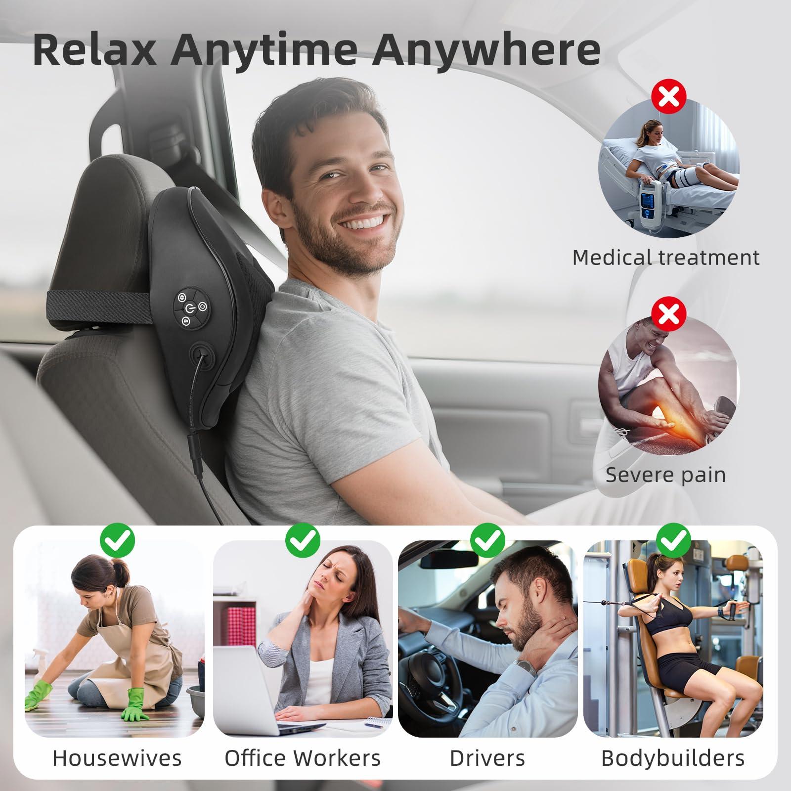 Electric Massager Pillow, Ultra-Quiet Corded Neck and Shoulder Massager with Heat, Portable 3D Kneading for Shoulder, Leg & Calf Muscle Pain Relief, Relaxing Gift for Men & Women ,stress  relief  products