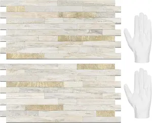 20 Sheets Peel and Stick Backsplash Tile, Stick on Backsplash for Kitchen and Bathroom, Sunny Beige Look PVC Mixed Metal  Self Adhesive Wall Tiles