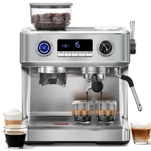 COWSAR Espresso Machine, 58mm professional brewing system, dual boiler system, PID intelligent temperature control, integrated conical burr grinding system, espresso machine with 58mm stainless steel funnel