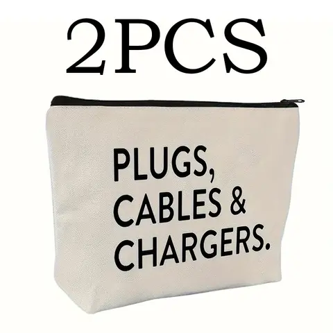 Canvas Charger & Cable Organizer Pouch - Non-Waterproof, Formaldehyde-Free Tool and Accessory Storage Bag