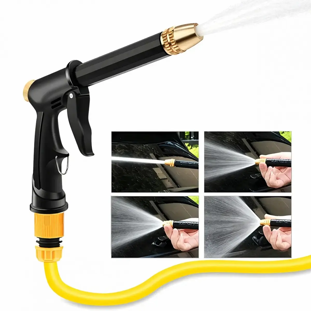 High Pressure Water Spray Gun with 360-Degree Rotating Nozzle, Adjustable Hose Nozzle Sprayer Tool, Heavy Duty Power Washer Wand Extension Attachment for Car Wash, Garden Watering, Practical Birthday Gift for Men Dad