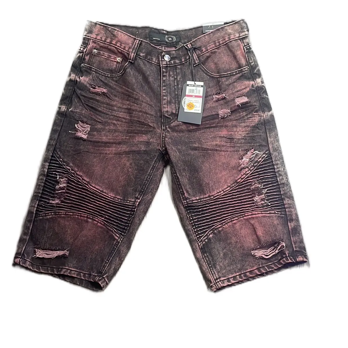 Marble Red Shorts - Men's Casual Shorts with Marble Design, Front Pocket, and Button Closure, Ideal for Men - Man, Menswear