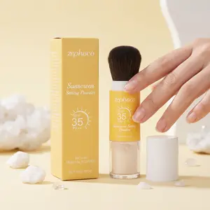 Dual-Effect Setting Powder, Natural Lightweight, Concealer Oil-Control, Waterproof Summer Protection, Long-Lasting, Portable Makeup Touch-Up