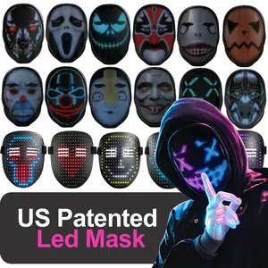 LED Light Up Scary Mask with Gloves, Gesture Control Scream Mask, Ghostface Masks for Halloween Party and Another Holidays