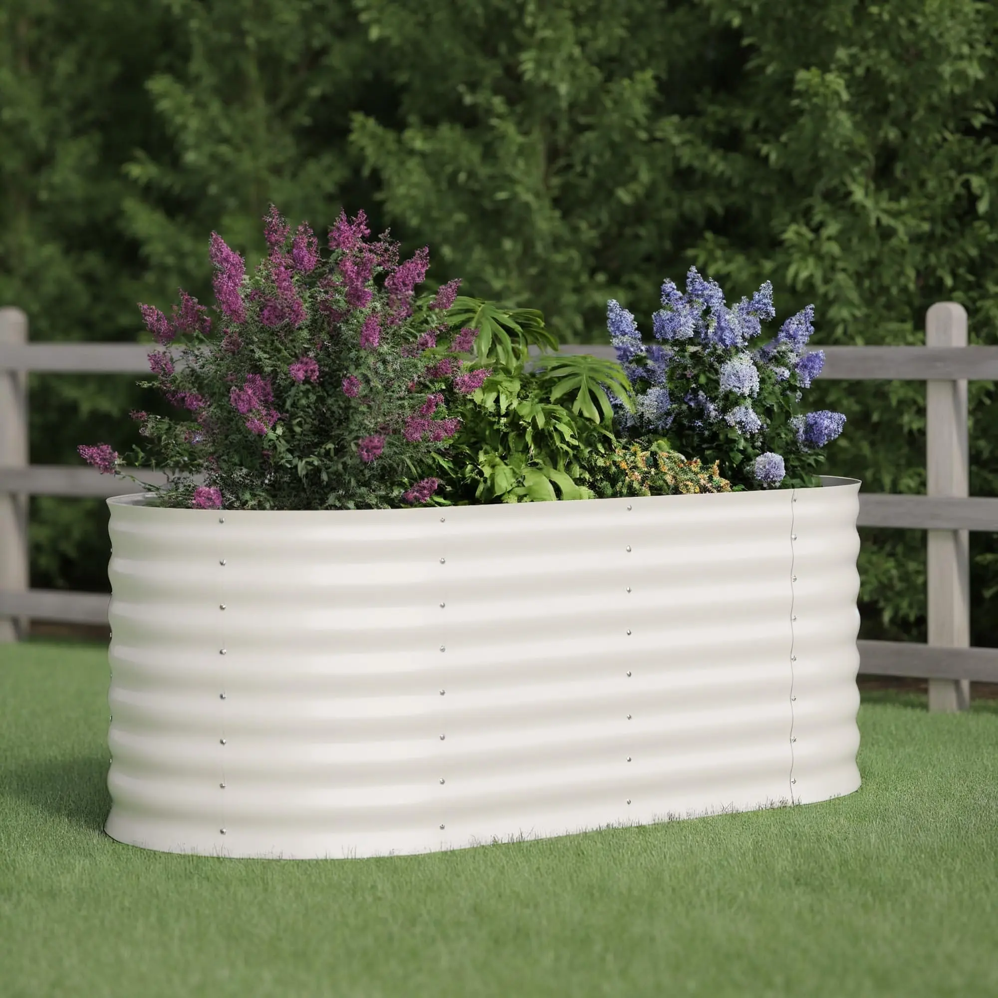 Raised Garden Bed Kit – Heavy-Duty Galvanized Oval Metal Planter Box for Vegetables & Flowers, Easy Tool-Free Assembly for Outdoor Garden Use