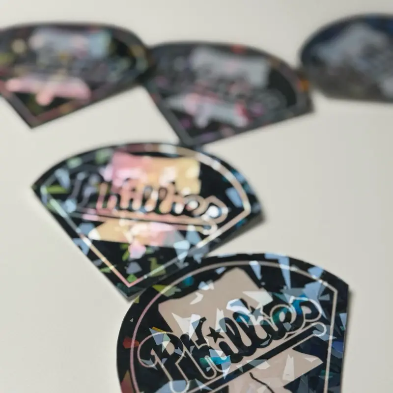 Holographic Laminated Phillies Stickers Printed on Holographic Decal Vinyl
