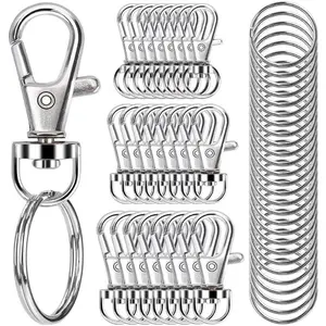 100 count Metal Swivel Snap Hooks (50 Pieces) with Key Rings (50 Pieces) -  Clip, Lanyard, Key,  Making, Art Crafts,
