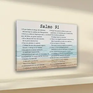 Spanish Canvas Painting Psalm 91 Bible Verse Decorative Painting, Home Bedroom Kitchen Living Room Bathroom Hanging Painting| Family Friend Inspiration Gift| Religious Wall Art| Textured Canvas Art