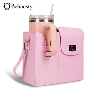Girlfriend Gift Summer New Releases Women's bags Behaesty Adjustable Waterproof Crossbody Bag for Drink Holder with Wallet Storage, Cup Accessories Adjustable Strap, Gym/Work/Travel Drinkware Mug Pink