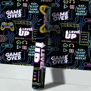 44cmX300cm Large Size Gaming Theme Wall Sticker Neon Colorful Esports Elements Decorative Decal Self-Adhesive Wallpaper for Living Room Bedroom Bar Restaurant Hotel Wall Renovation Easy to Install Remov