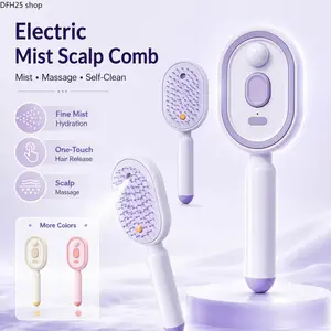 Electric Air-Cushion Massage Comb With Auto-Clean Spray, Anti-Static Hair Smoother For Dry And Frizzy Hair, Relaxes Scalp, Boosts Hair Volume