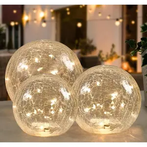 Crackle Globe LED Lamp  Operated, Lighted  Orb for Festival Christmas Decoration,  Mercury  Ball Light for Living Room Indoor (No Timer)