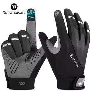 WEST BIKING Winter Gloves.New Shockproof Full Finger Racing Breathable Cycling Bike Gloves, Waterproof Touch Screen Bicycle Cycling Gloves