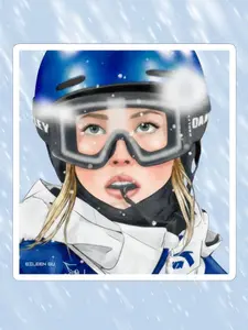 Eileen Gu Sticker Winter Olympics 2026 Glossy Scratch-Resistant Vinyl Eco-Solvent Inks Durable 100% Vinyl Strong Acrylic Adhesive Available in 3 Sizes White or Transparent Backing