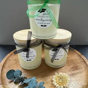 Graduation Customizable Candle Scent Gardenia Flower Interchangeable Ribbon and Labels Send a Message with Your Request Decor Aroma Scented Decoration