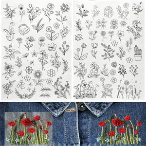 72 count Water Soluble Stabilizer for Embroidery Stick and Stitch Embroidery Paper  Away Embroidery Stabilizers with Flower Patterns for Embroidery Hand Sewing Love (Flower)