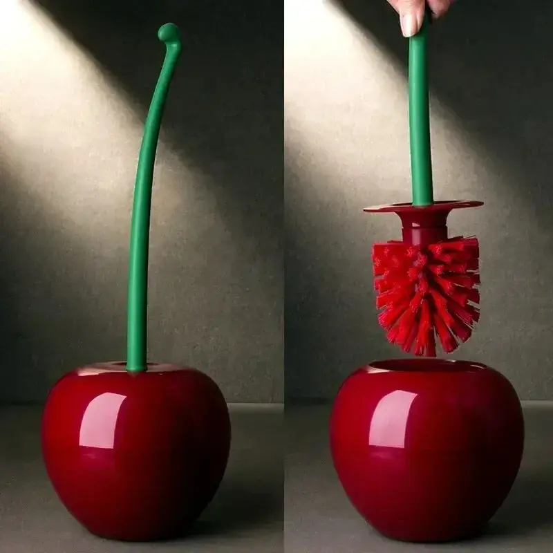 1Pc Red Toilet Brush Creative Lovely Cherry Shape Lavatory Toilet Brush Holder Set Toilet Holder Bathroom Accessories other