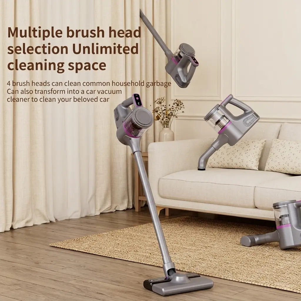 Cordless Vacuum Cleaner, 2-in-1 Rechargeable Upright Vacuum & Mop, 15000Pa Suction, Pro Pet Hair & Mite Remover, Multi-Use Interchangeable Heads for Whole-Home Deep Clean, Portable TikTok Trending Household Appliance