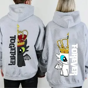 Adult Humor Toothless Couple Matching Hoodies Casual  Fleece Fabric Pullover Hooded Sweatshirt for Women for Men, Perfect Gift