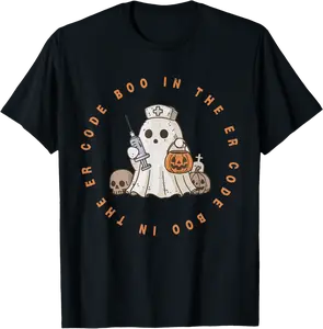 Code Boo In The ER Nurse Halloween Cute Ghost Spooky Season T-Shirt - Nafeesaami Shop 45B0DF21SBBK