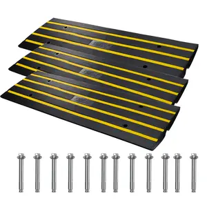 VEVOR Curb Ramp, Summervibes, 3 Pack Rubber Driveway Ramps, Heavy Duty 33069 lbs Weight Capacity Threshold Ramp, 2.6-inch High Curbside Bridge Ramps for Loading Dock Garage Sidewalk, Expandable Full Ramp Set