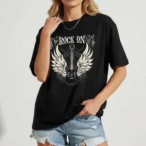 Rock and Roll Women's T-Shirts Funny Graphic Design Casual Short Sleeve Top Tees A3