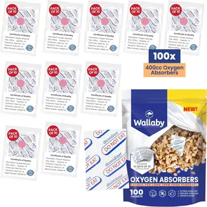 Wallaby 400cc Oxygen Absorbers for Mylar Bags (100 count) Long Term Food Storage