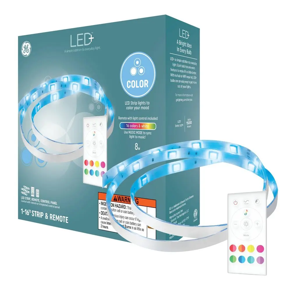 GE 16ft Remote and Control Panel Included LED+ Color Changing Light Strip