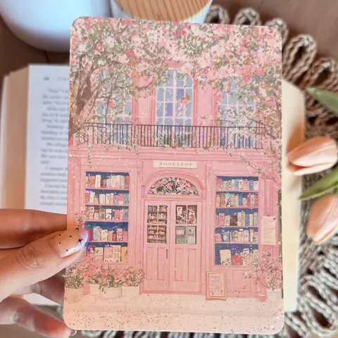 Pink Bookshop Kindle Insert Laminated Cardstock for Kindle Case, Holiday Holographic Kindle Paperwhite Insert
